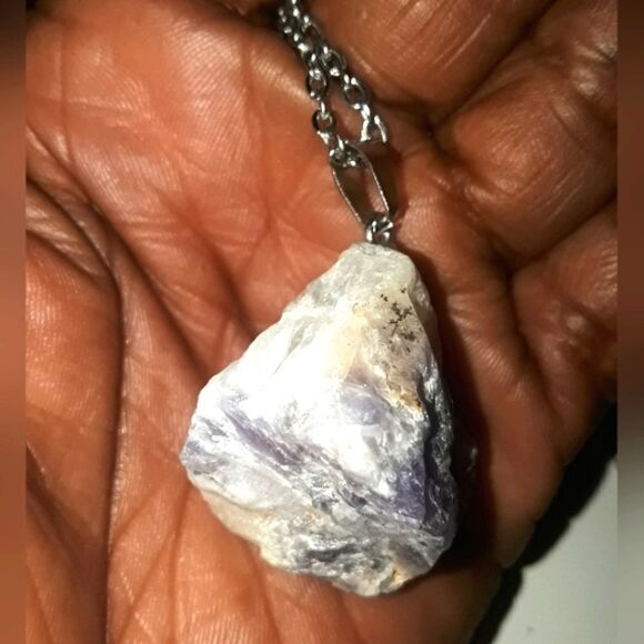 Raw Lepidolite crystal pendant necklace - Picture 9 of 9